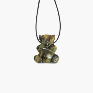 Bär Anhänger aus Tigerauge blau (Falkenauge)