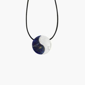 Yin Yang Anhänger aus Sodalith & Howlith weiß