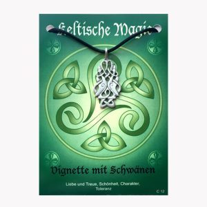 Anhänger Vignette – Keltische Magie Amulett aus Zinn auf großer Karte mit Infoheft