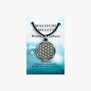 Magische Amulette aus Zinn Blume des Lebens auf kleiner Karte