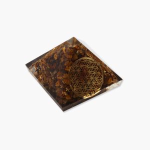 Orgonit Pyramide Blume des Lebens Tigerauge klein