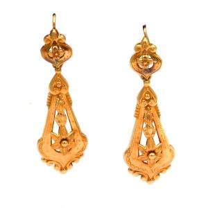Biedermeier Gold Ohrringe aus 18K Gelbgold Süddeutsch um 1870