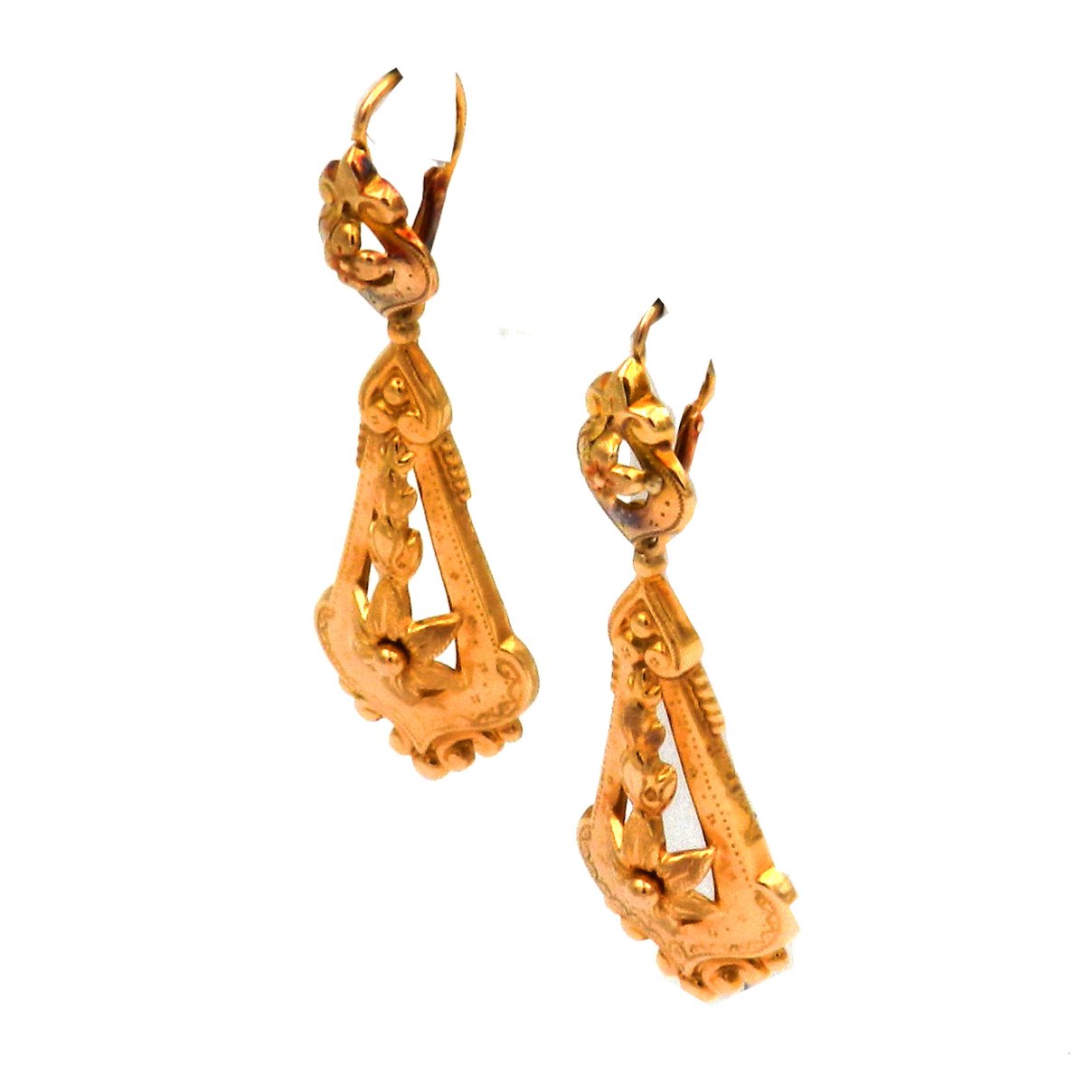 Biedermeier Gold Ohrringe aus 18K Gelbgold Süddeutsch um 1870 – Bild 3
