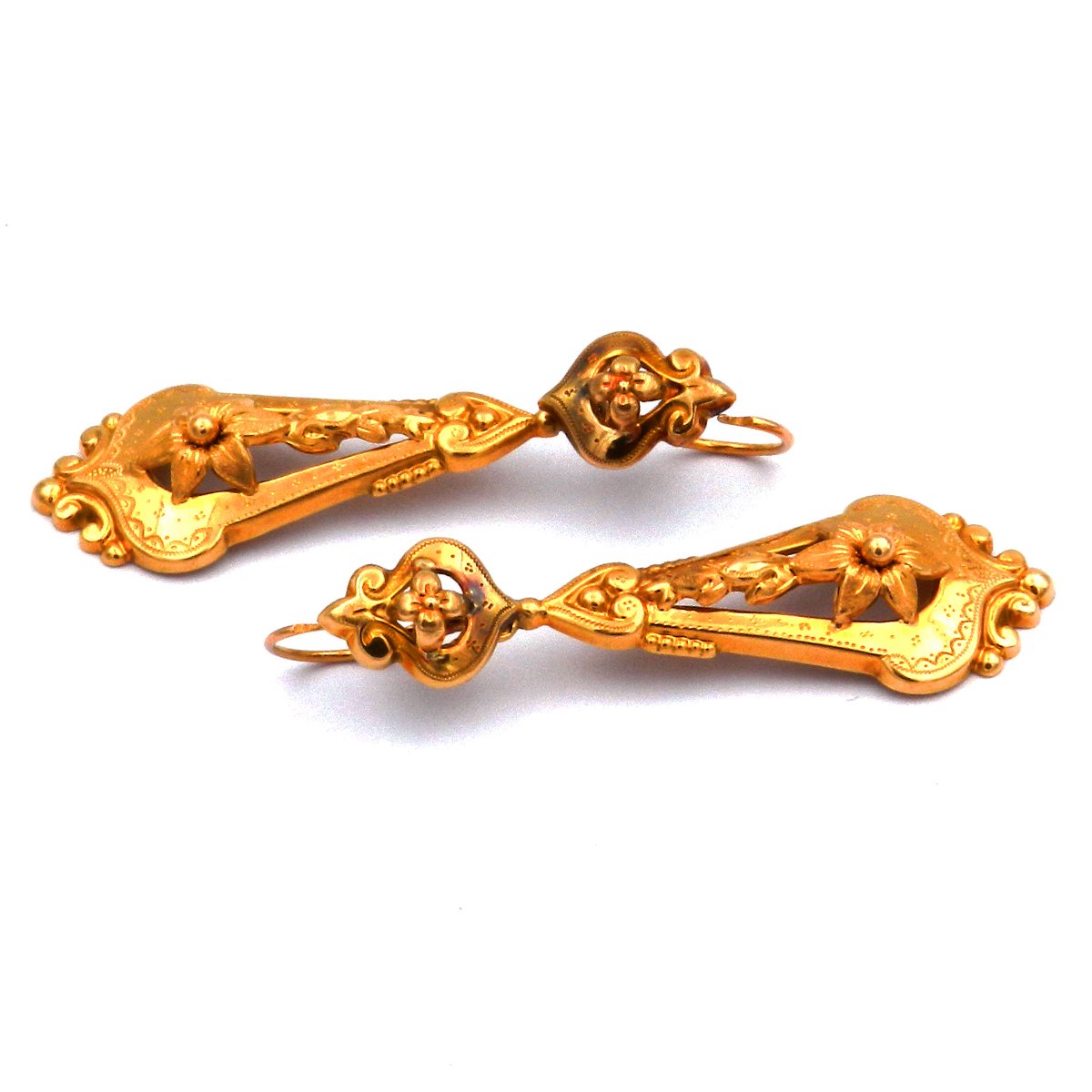 Biedermeier Gold Ohrringe aus 18K Gelbgold Süddeutsch um 1870 – Bild 7