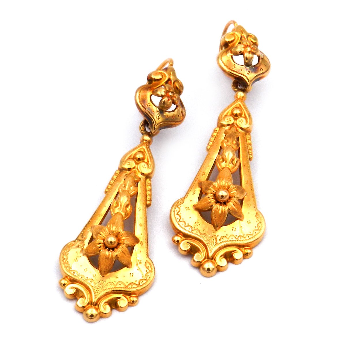 Biedermeier Gold Ohrringe aus 18K Gelbgold Süddeutsch um 1870 – Bild 2