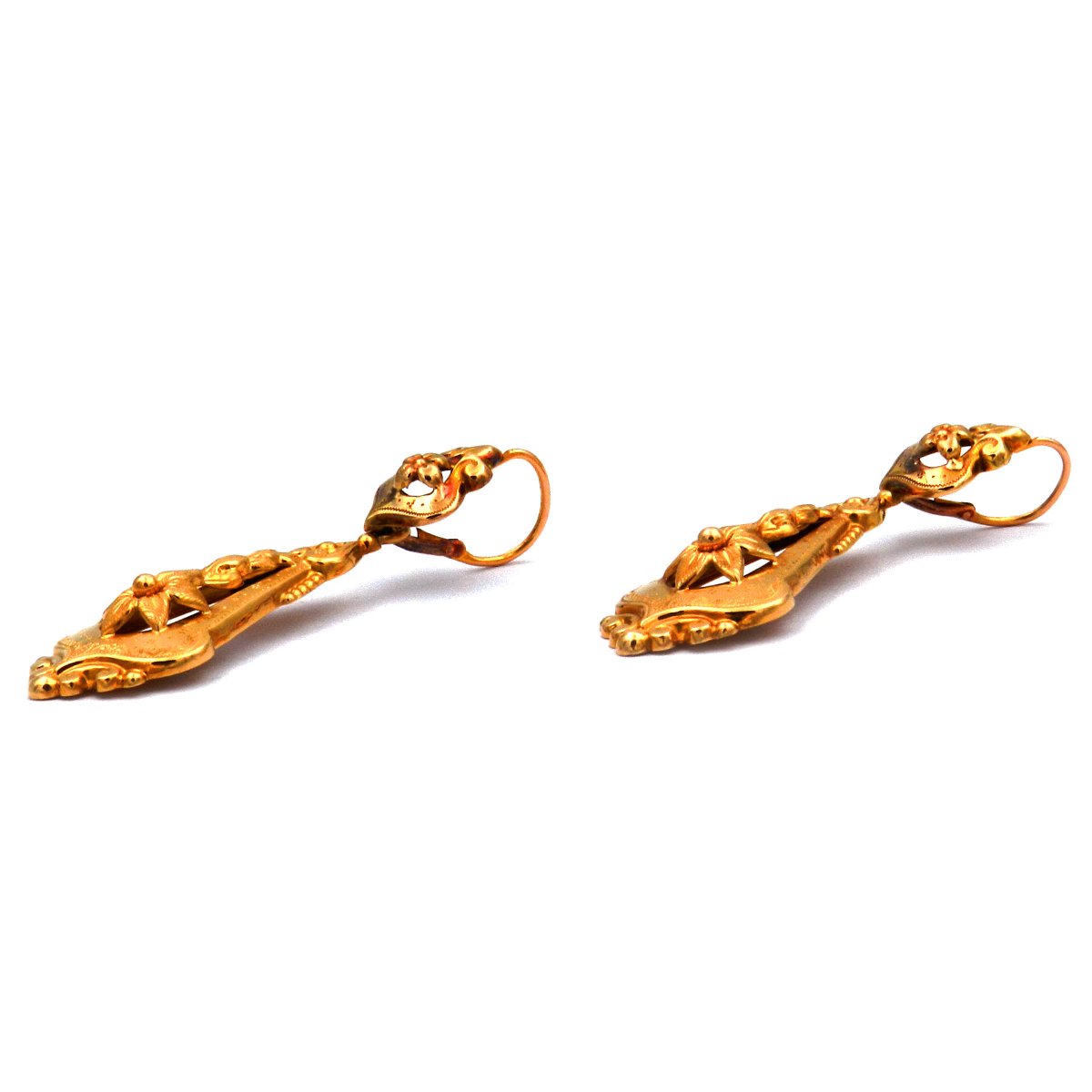 Biedermeier Gold Ohrringe aus 18K Gelbgold Süddeutsch um 1870 – Bild 4