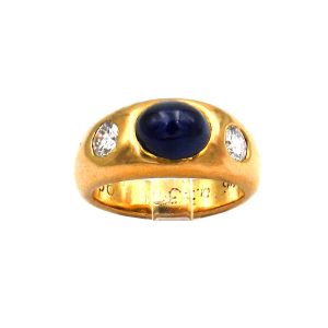 Saphir Diamant Bandring – Klassischer Alliance Ring mit 0,53 ct Brillanten in 18K Gold