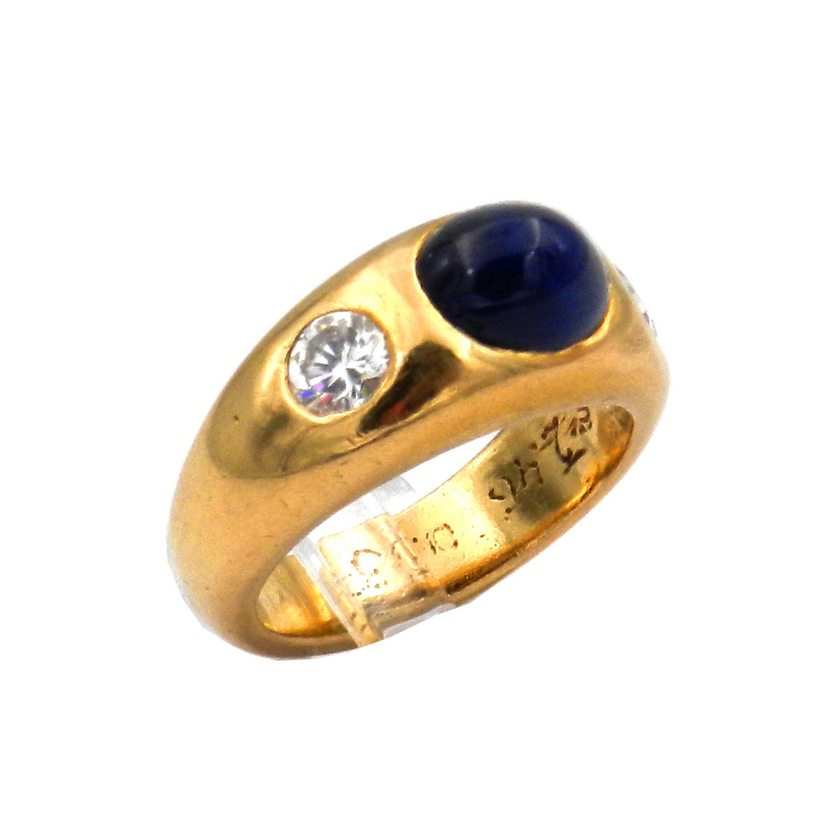 Saphir Diamant Bandring – Klassischer Alliance Ring mit 0,53 ct Brillanten in 18K Gold – Bild 2