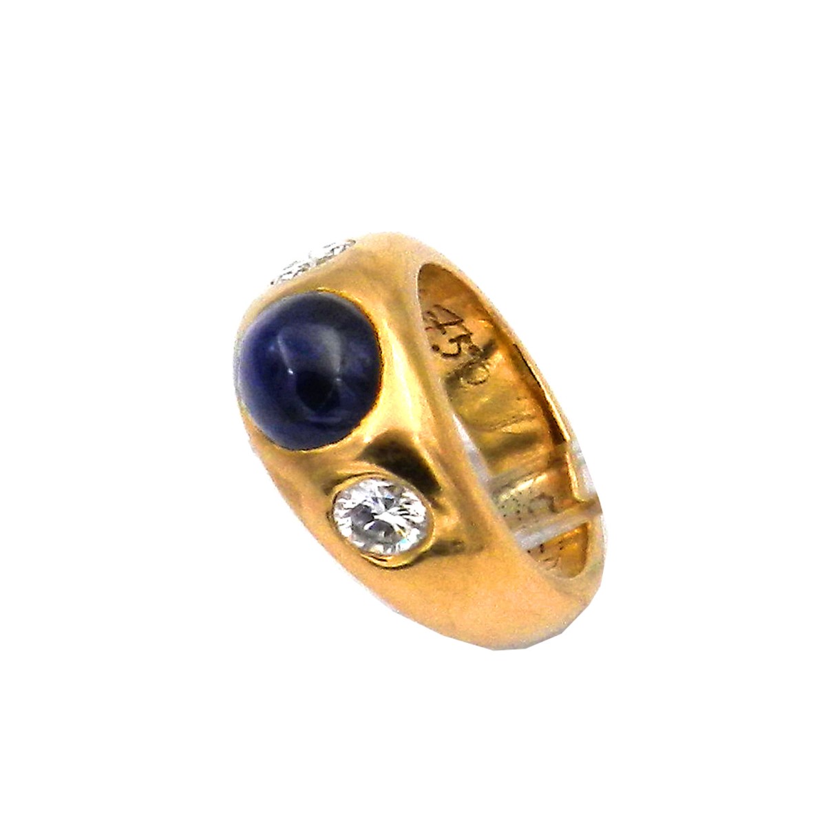 Saphir Diamant Bandring – Klassischer Alliance Ring mit 0,53 ct Brillanten in 18K Gold – Bild 4