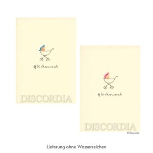 Bleistiftspitzen-Glückwunschkarte zur Geburt mit Babywagen