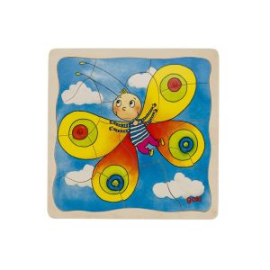Goki Schichtenpuzzle Raupe und Schmetterling, aus Holz