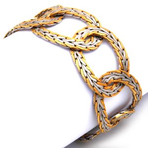 Retro Bicolor 750 Gold Armband, Italien um 1950