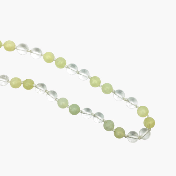 Kugelkette Bergkristall und Serpentin (Neue Jade) mit Verschluss – Bild 2