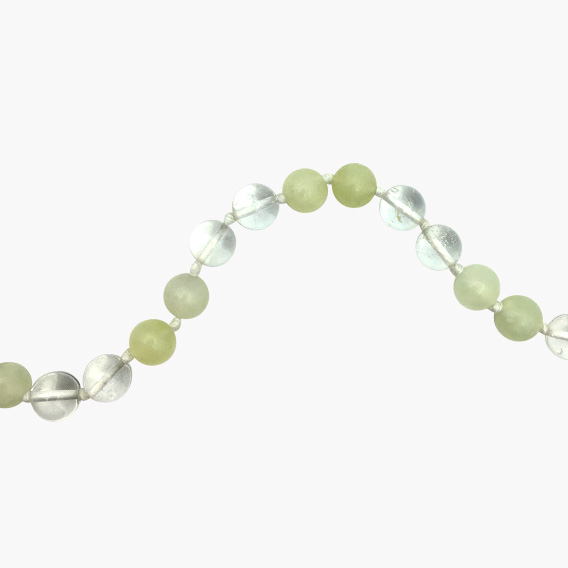 Kugelkette Bergkristall und Serpentin (Neue Jade) mit Verschluss – Bild 3