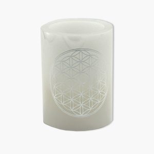 Blume des Lebens LED Wachsleuchte silber