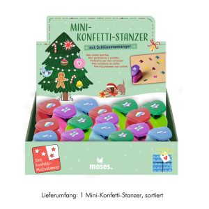 Moses Mini-Konfetti-Stanzer mit Schlüsselring, sortiert