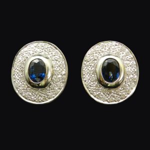 Saphir Diamant Ohrringe in Gelb- und Weißgold