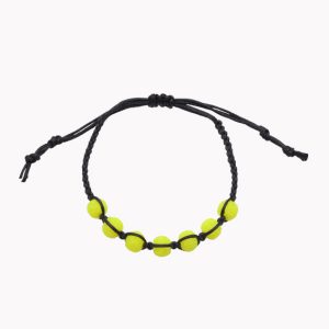 Armband geflochten mit Shamballa Perlen im Leinenbeutel mit 7 Perlen neon gelb